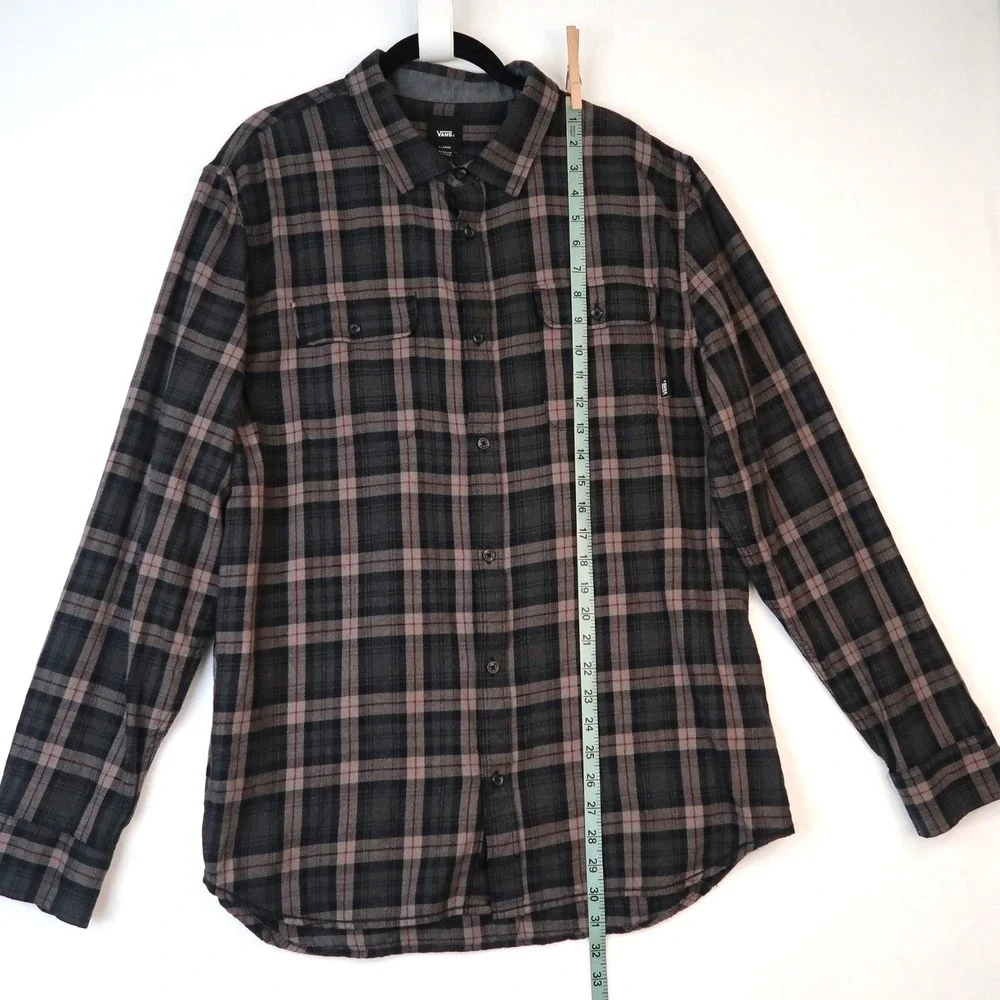 Vans Mens Flannel Shirt‎ XL Classic Fit Plaid Button Up Long Sleeve